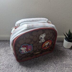 Coach X Peanuts Lunch Pail In Signature Canvas With Patches